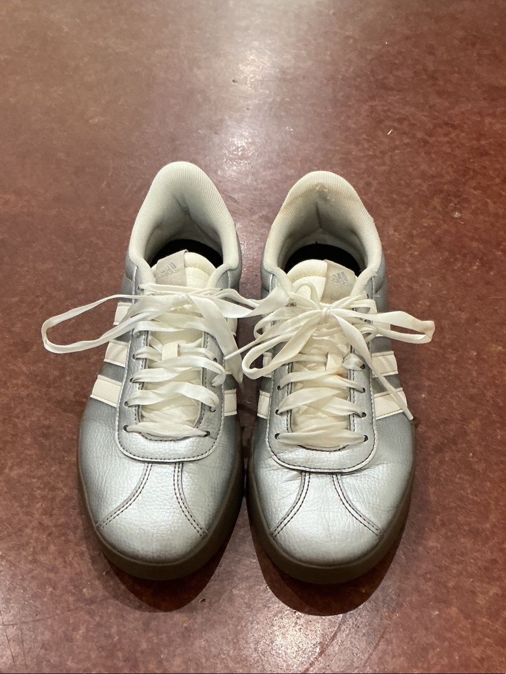 adidas Silver and White Women's Low-Top Sneakers